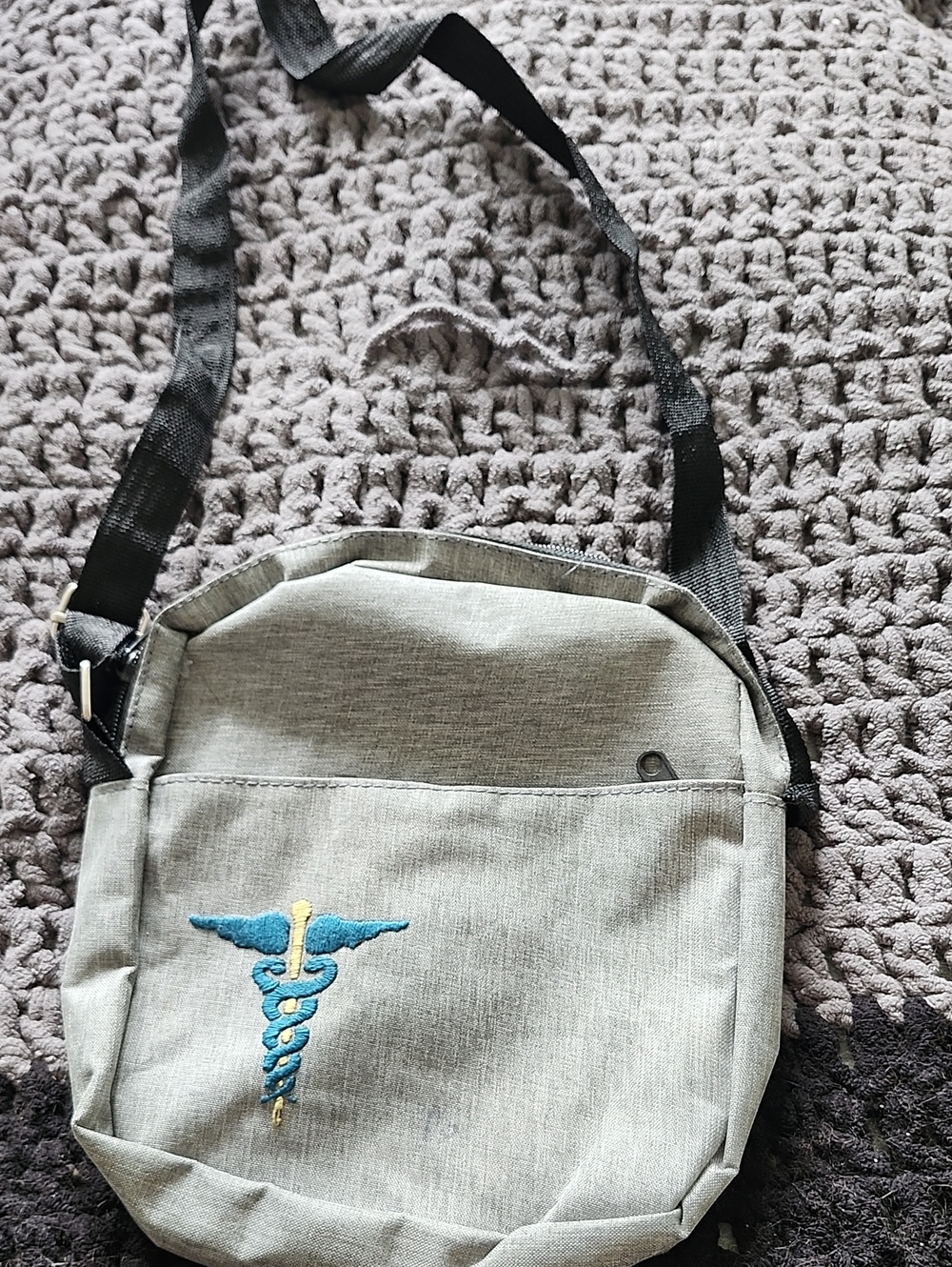Gray Crossbody Medical Emblem Men’s Bag
